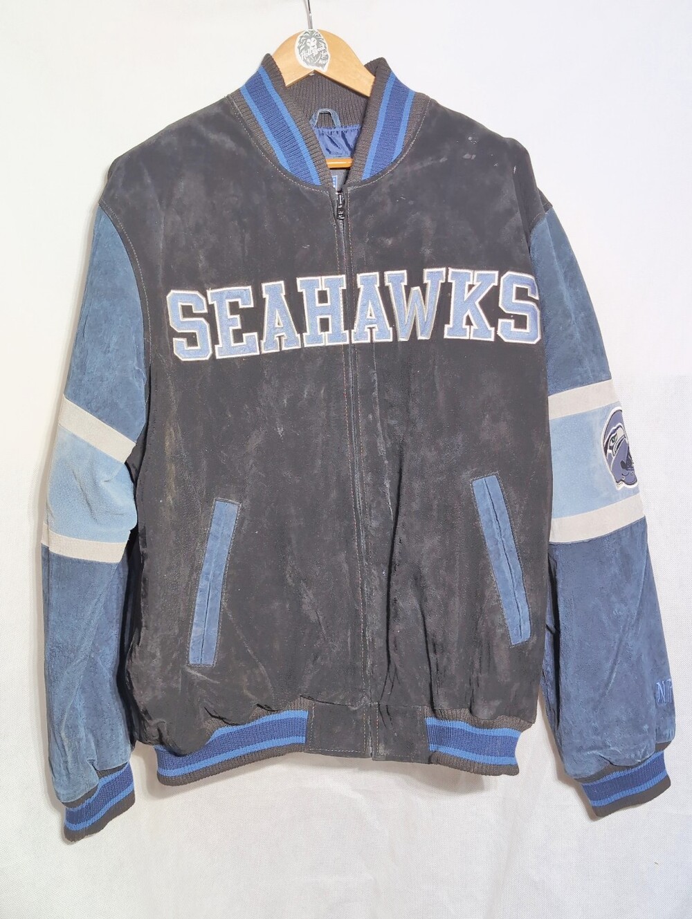 Vintage Y2K Seattle Seahawks G-III Pigskin Suede Leather Jacket Sz XL